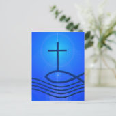 Blauwe kruis en vis (Ichthus) Briefkaart (Staand voorkant)