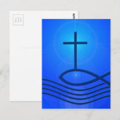 Blauwe kruis en vis (Ichthus) Briefkaart (Voorkant / Achterkant)
