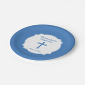 Blauwe Kruis Jongens Doop Doop Papieren Bordje (Gekanteld)