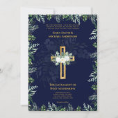 Blauwe Kruis Katholieke Nuptial Mass Bruiloft Kaart (Voorkant)