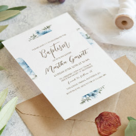 Blauwe Kruisbloemen Herfst Meisje Doop Kaart