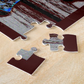 Blauwe kruisfoto-puzzel met cadeaudoos legpuzzel (Zijkant)