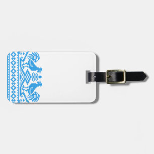 Blauwe kruissteek bagagelabel