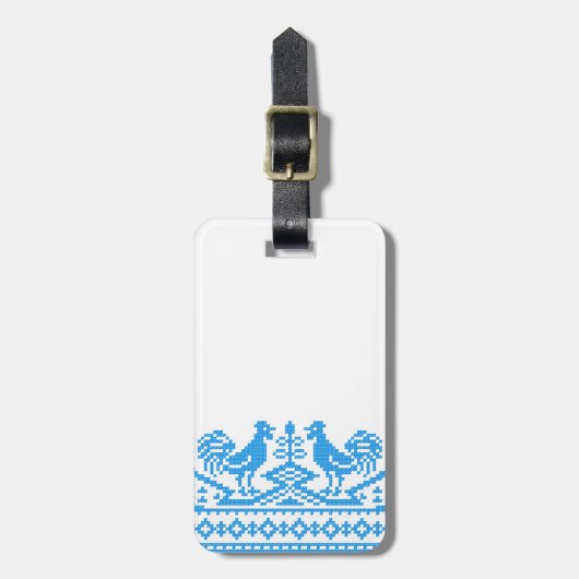 Blauwe kruissteek bagagelabel (Voorkant verticaal)