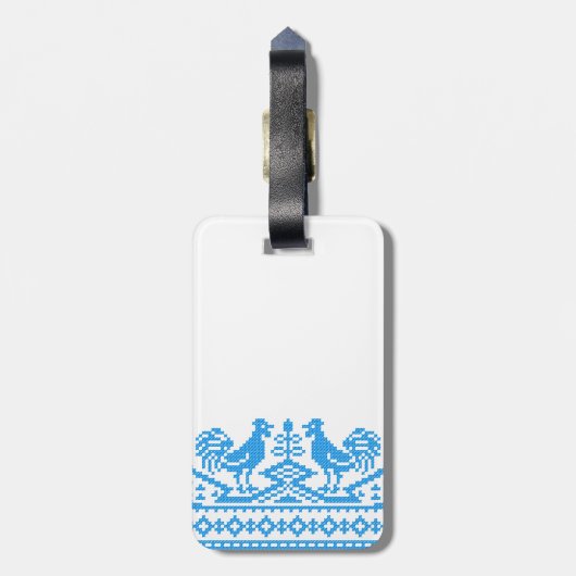 Blauwe kruissteek bagagelabel (Achterkant verticaal)