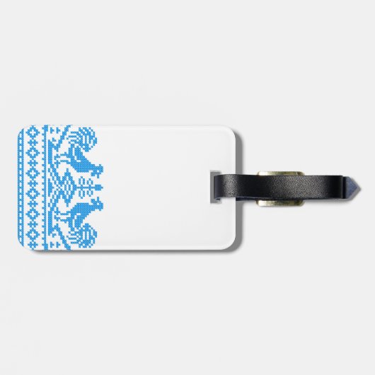 Blauwe kruissteek bagagelabel (Achterkant horizontaal)