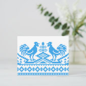Blauwe kruissteek briefkaart (Staand voorkant)
