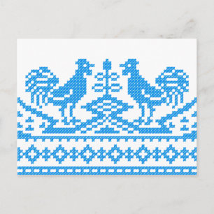 Blauwe kruissteek briefkaart