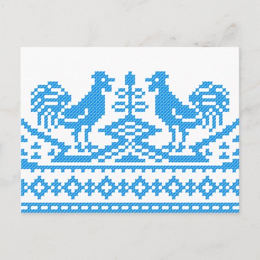 Blauwe kruissteek briefkaart (Voorkant)
