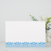 Blauwe kruissteek briefpapier (Staand voorkant)