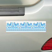 Blauwe kruissteek bumpersticker (Op auto)