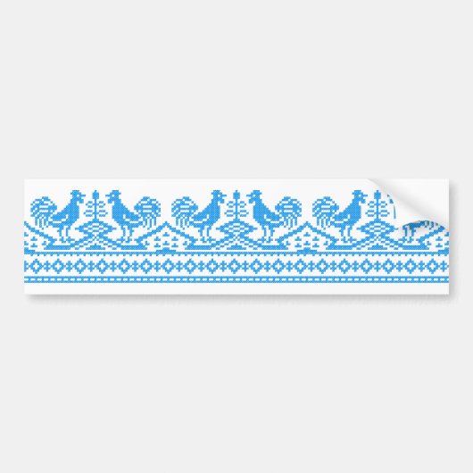 Blauwe kruissteek bumpersticker (Voorkant)