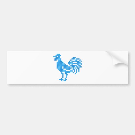 Blauwe kruissteek bumpersticker (Voorkant)