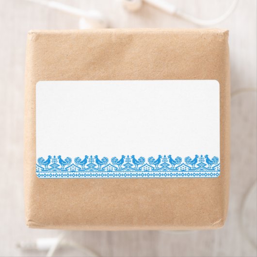 Blauwe kruissteek etiket (Insitu)