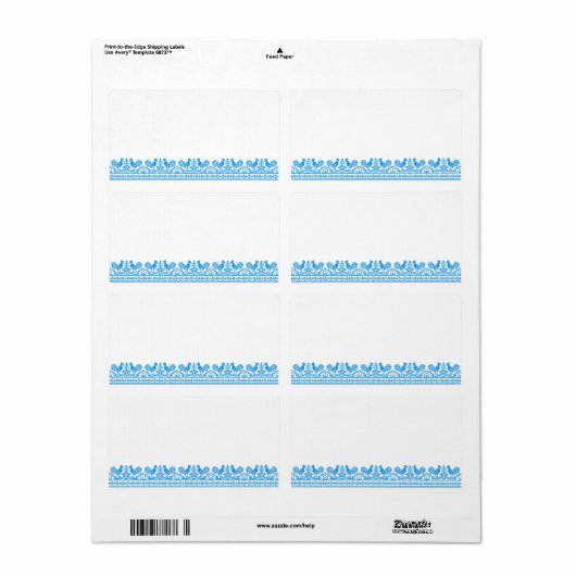 Blauwe kruissteek etiket (Full Sheet)