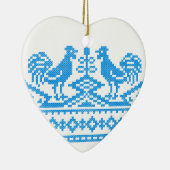 Blauwe kruissteek keramisch ornament (Rechts)