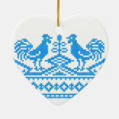 Blauwe kruissteek keramisch ornament (Achterkant)