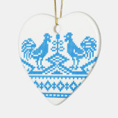 Blauwe kruissteek keramisch ornament (Links)