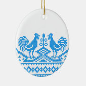 Blauwe kruissteek keramisch ornament (Rechts)
