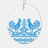 Blauwe kruissteek keramisch ornament (Links)