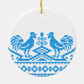 Blauwe kruissteek keramisch ornament (Achterkant)