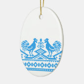 Blauwe kruissteek keramisch ornament (Links)