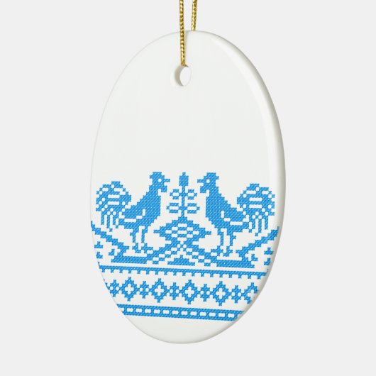 Blauwe kruissteek keramisch ornament (Links)