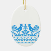 Blauwe kruissteek keramisch ornament (Achterkant)