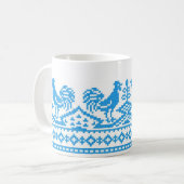 Blauwe kruissteek koffiemok (Voorkant links)