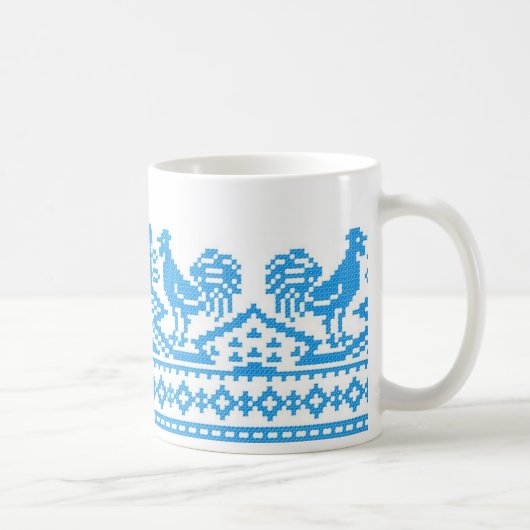 Blauwe kruissteek koffiemok (Rechts)
