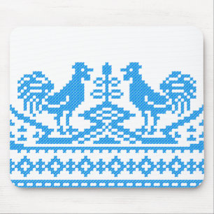 Blauwe kruissteek muismat