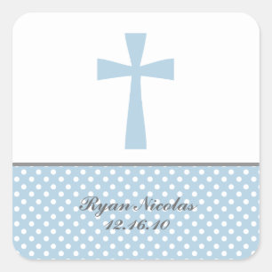 Blauwe kruisstickers vierkante sticker