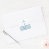 Blauwe kruisstickers vierkante sticker (Envelop)