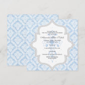 Blauwe kruiswitte dampburlap Eerste Communie Kaart (Voorkant / Achterkant)