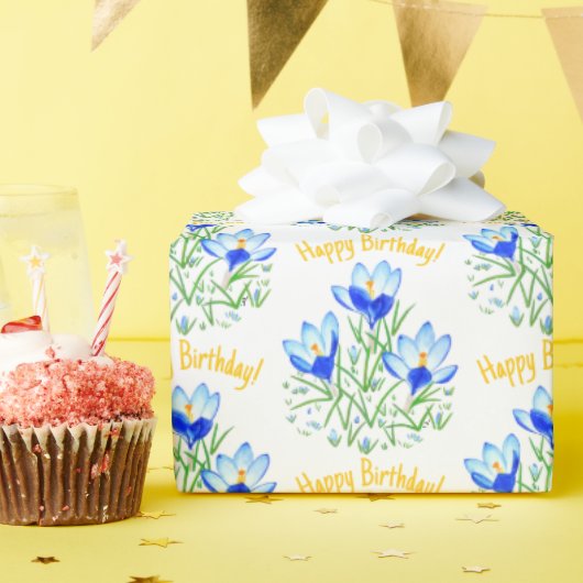 Blauwe kruiwagens in lentemelkpapier cadeaupapier (Verjaardagsfeest)