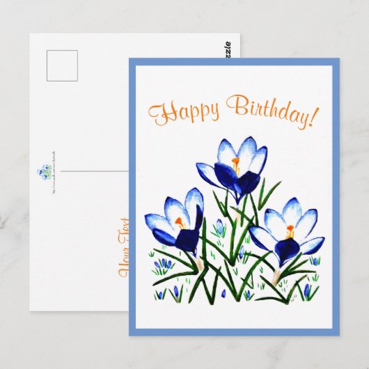 Blauwe kruiwagens in voorjaarsBriefkaart Briefkaart (Voorkant / Achterkant)