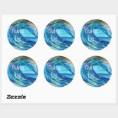 Blauwe krul, surft omhoog ronde sticker (Vel)