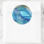 Blauwe krul, surft omhoog ronde sticker (Tas)