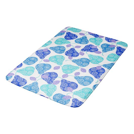Blauwe kubus' pears pattern badmat (Gekanteld)
