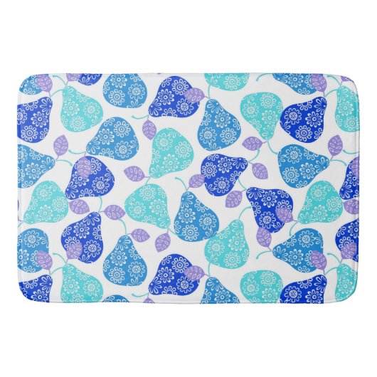 Blauwe kubus' pears pattern badmat (Voorkant)