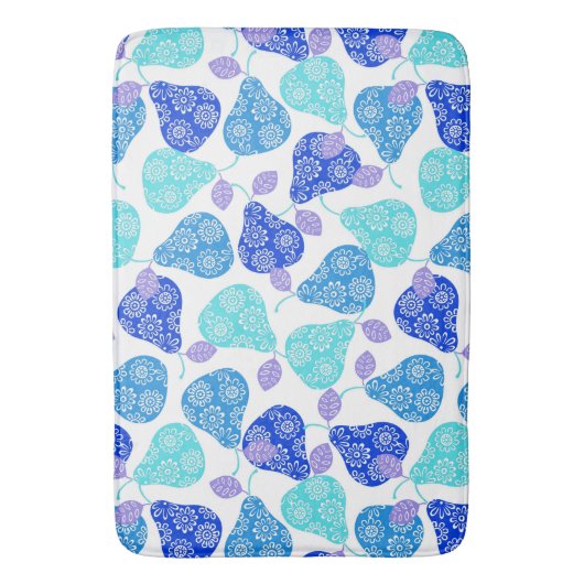 Blauwe kubus' pears pattern badmat (Voorkant Verticaal)