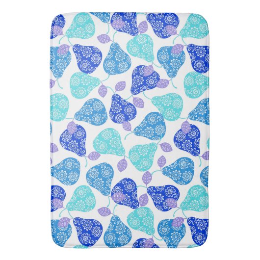 Blauwe kubus' pears pattern badmat (Voorkant Verticaal)