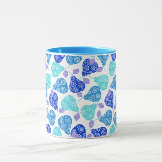 Blauwe kubus' pears pattern mok (Midden)