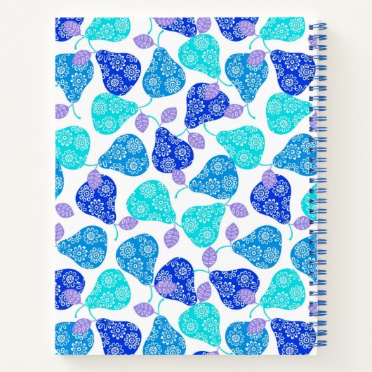 Blauwe kubus' pears pattern notitieboek (Achterkant)