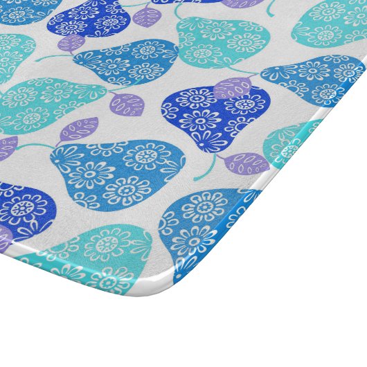 Blauwe kubus' pears pattern snijplank (Hoek)