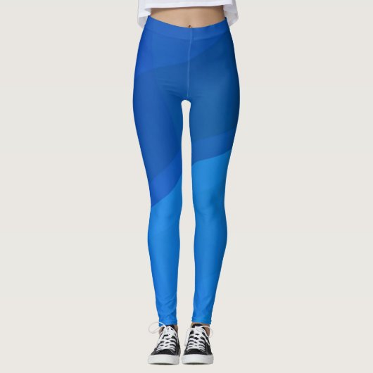 Blauwe kubussen geometrisch leggings (Voorkant)