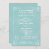  blauwe kunst deco-weddenschappen kaart (Voorkant / Achterkant)