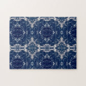 Blauwe kunst geometrische abstracte kunst legpuzzel (Horizontaal)