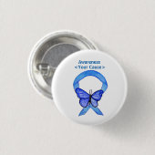 Blauwe kunst met lint Gepersonaliseerd berichtensp Ronde Button 3,2 Cm (Voorkant /achterkant)
