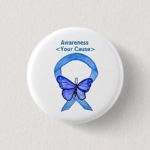 Blauwe kunst met lint Gepersonaliseerd berichtensp Ronde Button 3,2 Cm